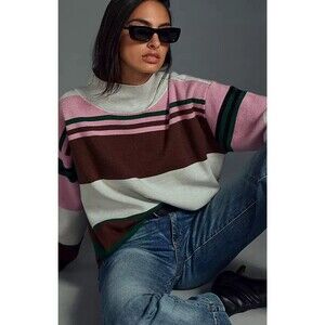 NWT Anthropologie Maeve Plus The Carys Mock Neck Sweater Purple Brown Size 1X